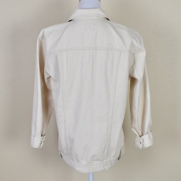 J. Crew Relaxed Denim Trucker Jacket in Ecru S - Picture 4 of 7